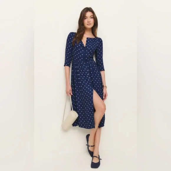 Reformation Adair dress in Danube Dot - Picture 1 of 7